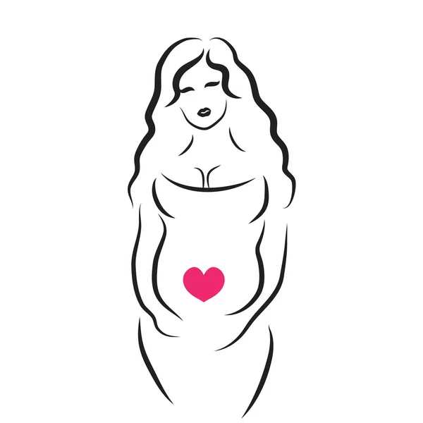 Silhouette de femme enceinte, symbole vectoriel isolé — Image vectorielle