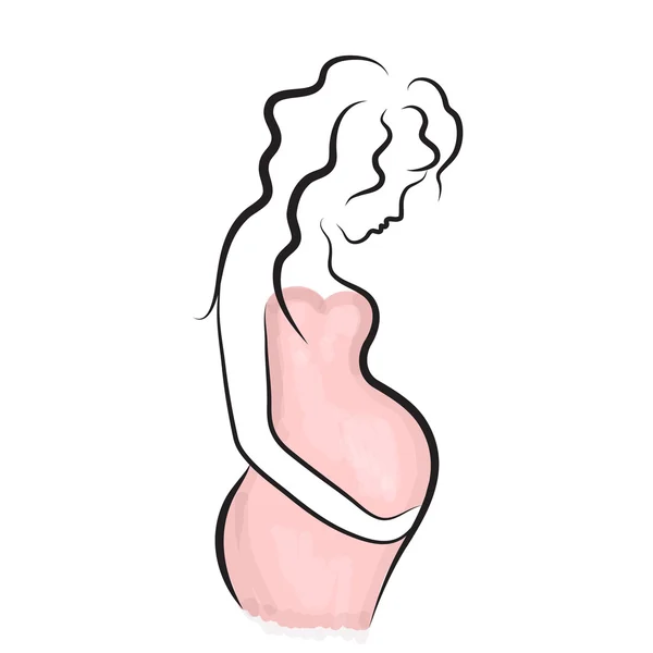 Silhouette de femme enceinte, symbole vectoriel isolé — Image vectorielle