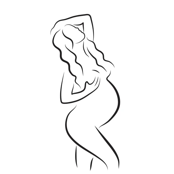 Pregnant woman silhouette, isolated vector symbol — Stock Vector