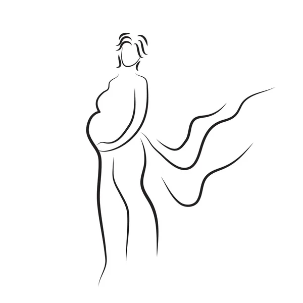 Silhouette de femme enceinte, symbole vectoriel isolé — Image vectorielle