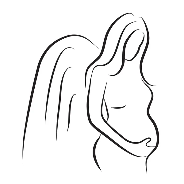 Hamile kadın silueti, izole vektör sembolü — Stok Vektör