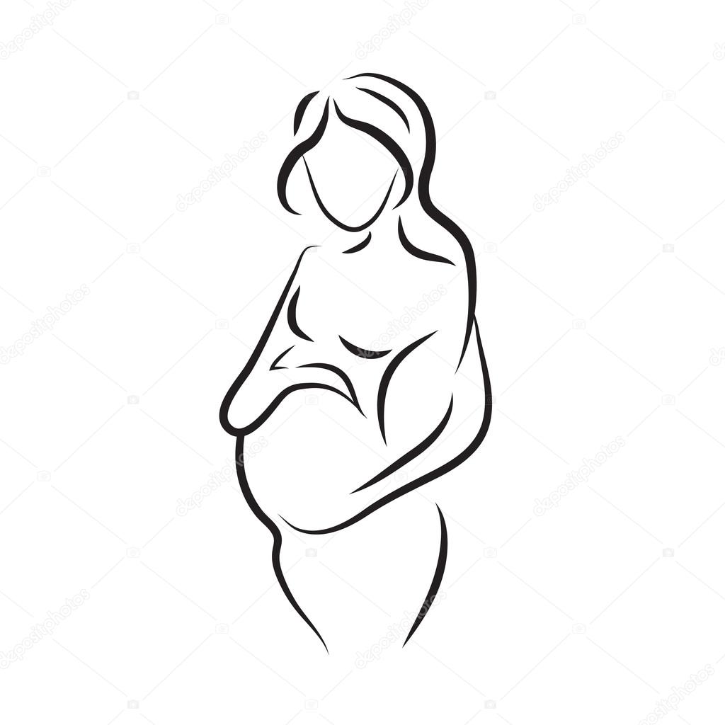 Download Pregnant woman silhouette, isolated vector symbol — Stock ...