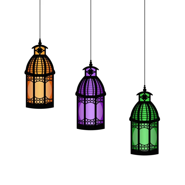 Ramadan Kareem sfondo con lampade — Vettoriale Stock