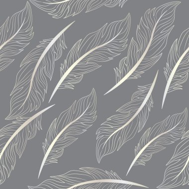 Sorunsuz duvar kağıdı tüyler, zarif duvar kağıdı, tüy çizim vintage, kuvvetler, doku, sonsuz arka plan, vektör çizim