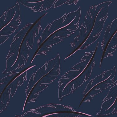 Sorunsuz duvar kağıdı tüyler, zarif duvar kağıdı, tüy çizim vintage, kuvvetler, doku, sonsuz arka plan, vektör çizim