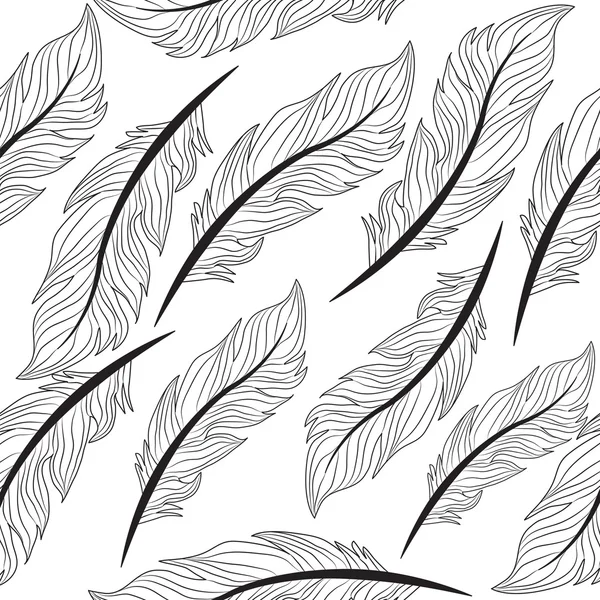 Seamless wallpaper feathers, elegant wallpaper, feathers Drawing vintage, patern, texture, endless background, vector illustration — Stock Vector