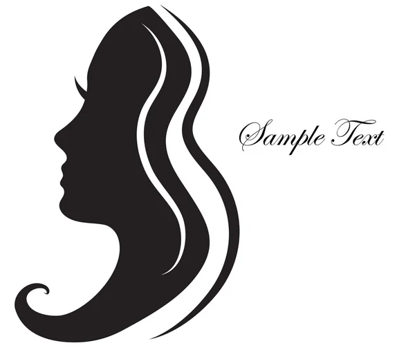 Silhouette abstraite d'une fille de profil avec une belle coiffure, les cheveux longs. icône de la mode — Image vectorielle