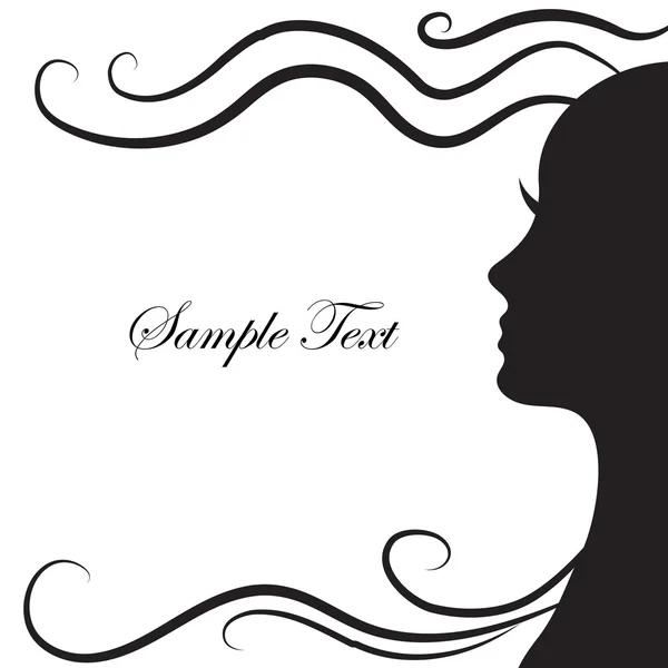 Abstraktní silueta dívky v profilu s nádherným účesu, dlouhými vlasy. Ikona módy — Stockový vektor