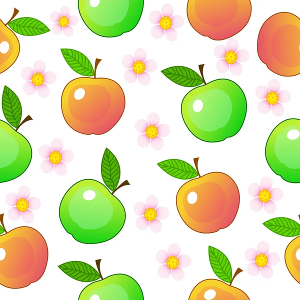 Apfel nahtloser Mustervektor — Stockvektor