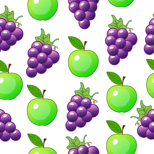Виноград, яблоко бесшовный узор — стоковый вектор
