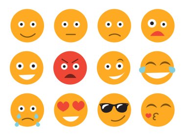 Emoticon vector illustration. Set emoticon face on a white background. Different emotions collection. clipart