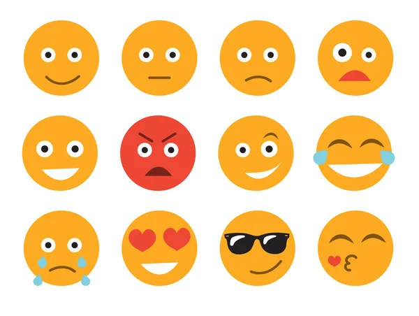 Emoticon Vektor Illustration. Setzen Sie Emoticon-Gesicht auf weißem Hintergrund. Unterschiedliche Emotionen. — Stockvektor