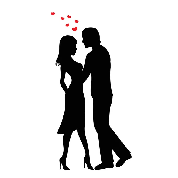 Coppia di amanti silhouette, Buon San Valentino Vettore — Vettoriale Stock