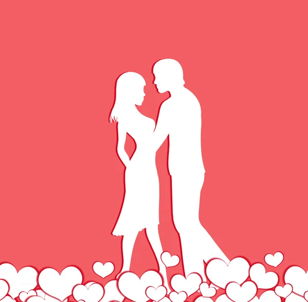 Pareja de amantes silueta, Feliz Día de San Valentín Vector — Vector de stock