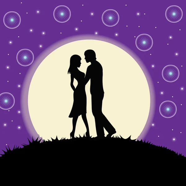Couple d'amoureux silhouette, Happy Valentine's Day Vector — Image vectorielle