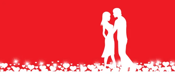 Couple d'amoureux silhouette, Happy Valentine's Day Vector — Image vectorielle