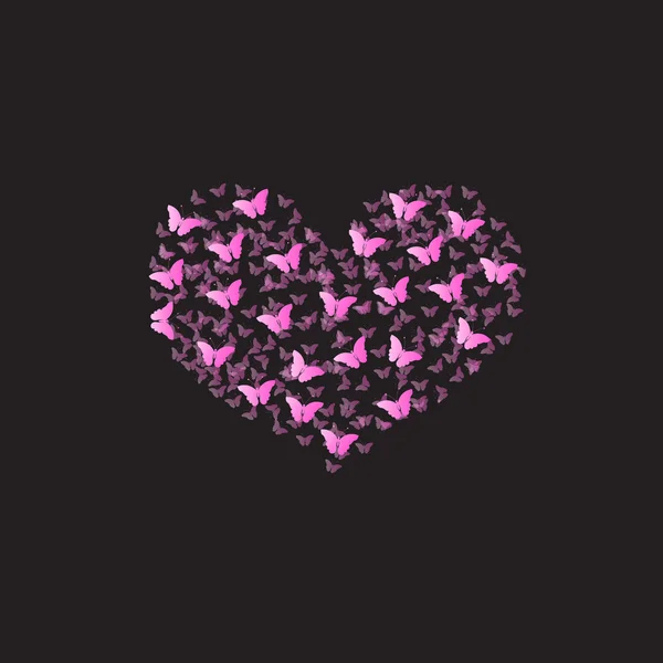 Coeur de papillons, heureux vecteur de valentines — Image vectorielle