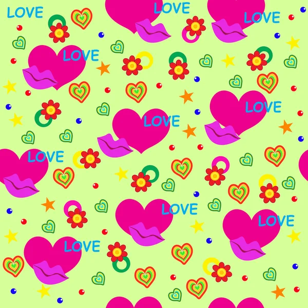 Schattig achtergrond Happy Valentine's Day, harten, bloemen vector — Stockvector