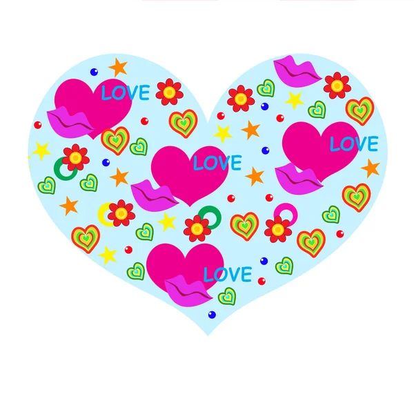 Cute background Happy Valentine's Day, hearts, flowers vector — Stock Vector