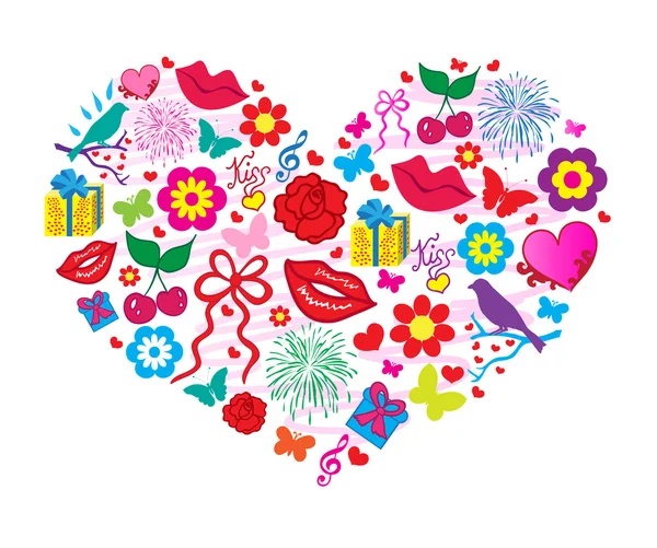 Cute background Happy Valentine's Day, hearts, flowers vector — Stock Vector