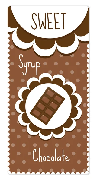 Söt chokladetikett för drycker, sirap. Vektorillustration — Stock vektor