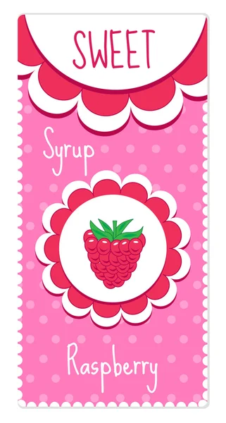 Etiketten mit süßen Früchten für Getränke, Sirup, Marmelade. Himbeer-Etikett. Vektorillustration — Stockvektor