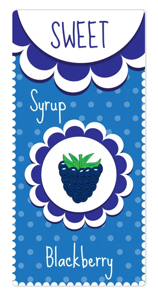 Etiketten mit süßen Früchten für Getränke, Sirup, Marmelade. Blackberry-Label. Vektorillustration — Stockvektor