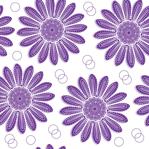 Floral motif sans couture de chrysanthème violet style de dessin à la main. Fleurs violettes texture papier peint. Illustration vectorielle — Image vectorielle