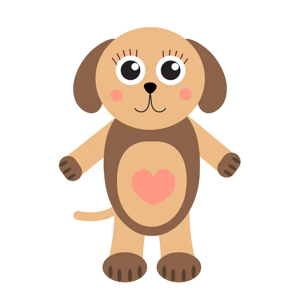 Carino cane cucciolo personaggio dei cartoni animati. Cane giocattolo per bambini su uno sfondo bianco, isolato. Illustrazione vettoriale — Vettoriale Stock