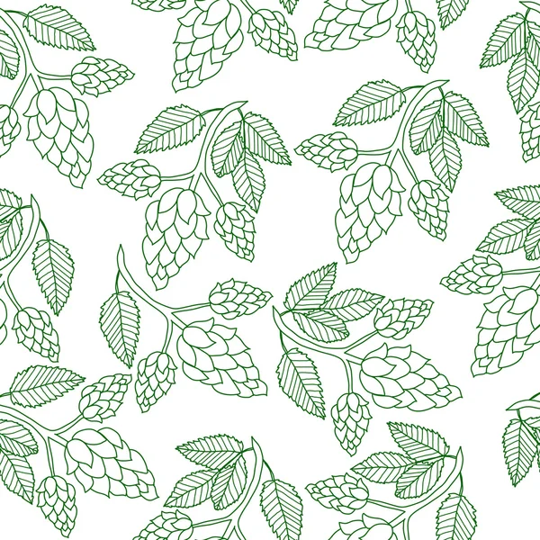 Hops plant seamless pattern, hand drawing style. Hops background. Hops wallpaper. Vector illustration — Stock Vector