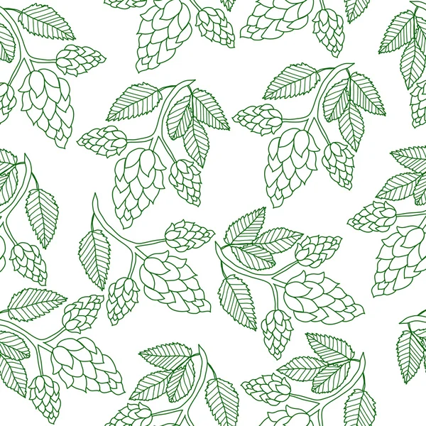 Hops planta padrão sem costura, desenho à mão estilo. Antecedentes. Papel de parede. Ilustração vetorial — Vetor de Stock