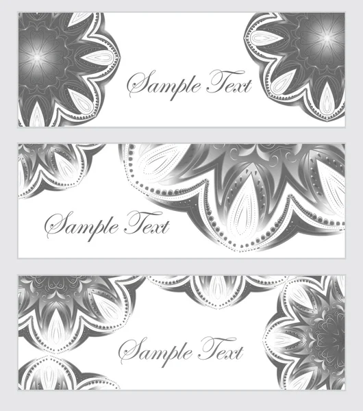 Ställ Mandala banner, banner abstrakta mönster. Svart och vit banner design. Vektor illustration — Stock vektor