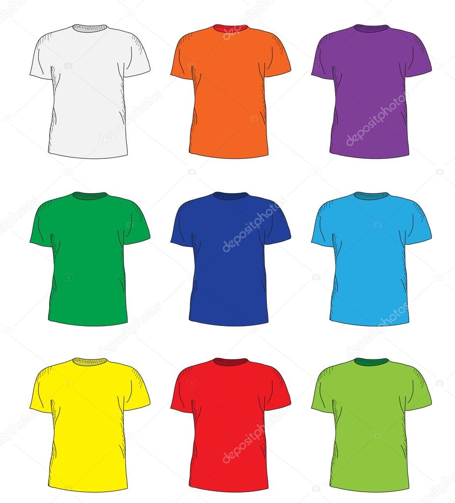 beskæftigelse ideologi Soak Men's t shirts design template set. Multi-colored T-shirts hand-drawing  style. mockup shirts. Vector illustration Stock Vector Image by ©Amelie1  #115221904