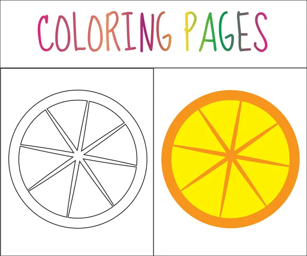 Malbuchseite. Orange. Skizze und Farbversion. Färbung für Kinder. Vektorillustration — Stockvektor