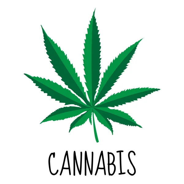 Hoja de cannabis. Hierba de marihuana. Planta de drogas. Ilustración vectorial — Vector de stock