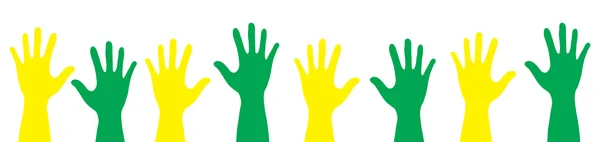 Banner kleur handen opstaan. Vector illustratie — Stockvector