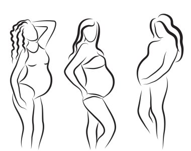 hamile kadın silueti, izole vektör sembolü