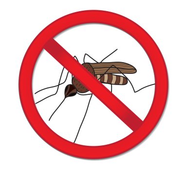 Kırmızı işaret sivrisineği yasakladı. Dur sivrisinek. Vektör illüstrasyonu