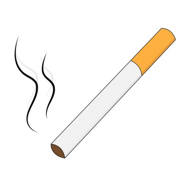 Beyaz arka planda izole edilmiş sigara. Sigara vektör illüstrasyonu.