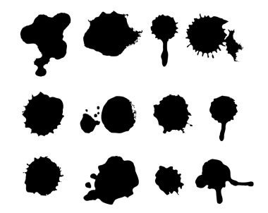 Set sprays, splashes. Set of grunge blots. Grunge brushes. Design elements. Hand drawn. Vector illustration clipart