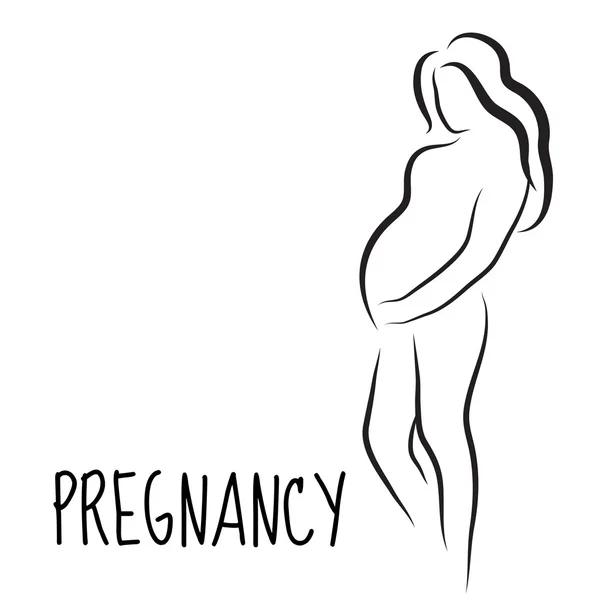 Pregnant woman silhouette, isolated vector symbol — Stock Vector