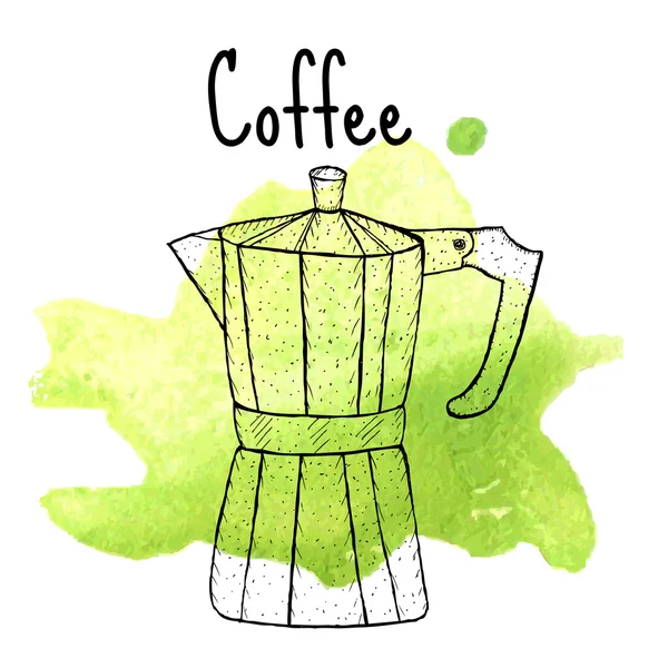 Esquisse de café geyser, style dessin à la main. illustration vectorielle — Image vectorielle