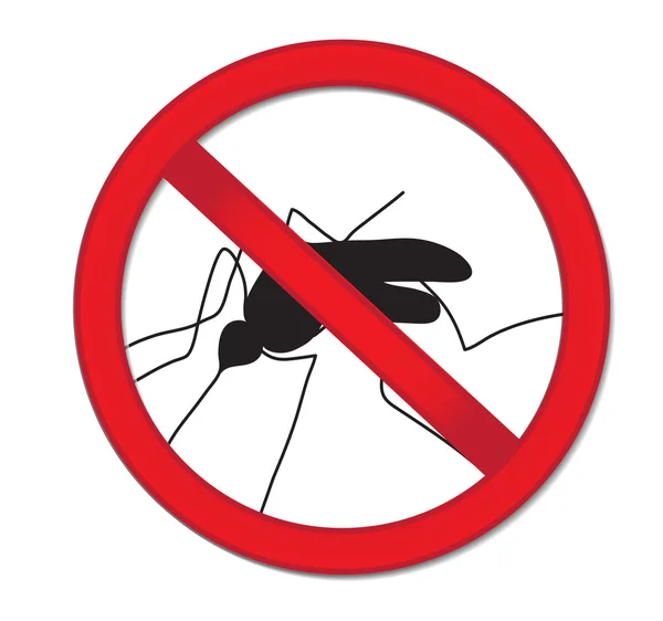 Красный знак запрещает комаров. Остановите насекомое комаров. Векторная иллюстрация — стоковый вектор