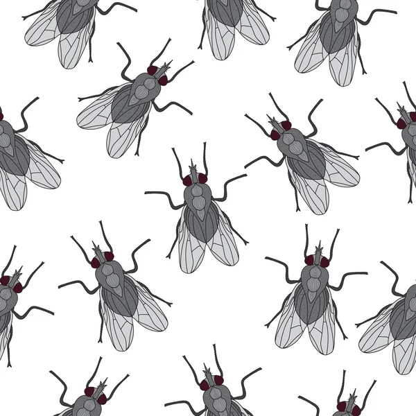 Mosca insecto textura sin costuras. Papel pintado de mosca, fondo. Ilustración vectorial — Archivo Imágenes Vectoriales