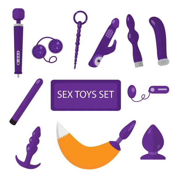 Ensemble de jouets sexuels. Sex shop icônes vectorielles. illustration vectorielle — Image vectorielle