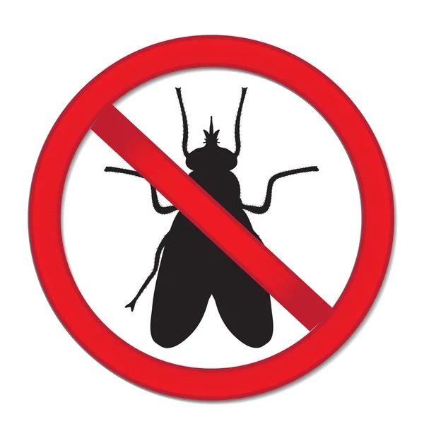 La señal roja prohíbe volar. Detener señal de un insecto. Ilustración vectorial — Archivo Imágenes Vectoriales