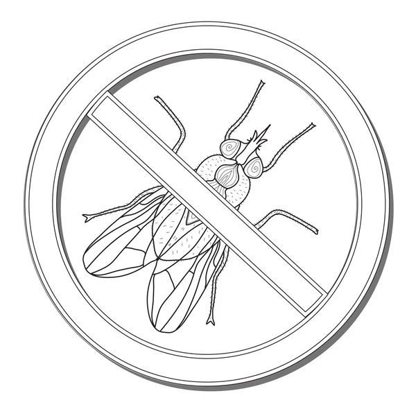 Firma prohibición volar. Detener señal de un insecto. Ilustración vectorial — Archivo Imágenes Vectoriales