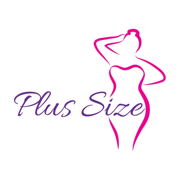 Logo plus size woman. Símbolo de mulher curvilínea, logotipo. Ilustração vetorial —  Vetores de Stock