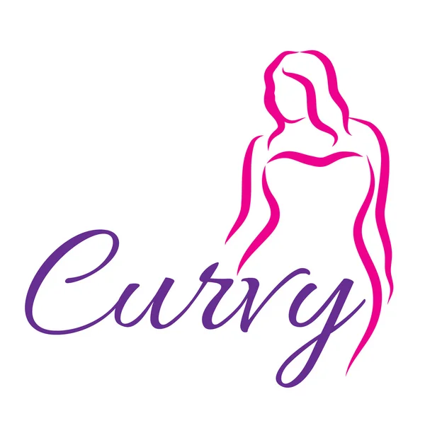 Logo plus size woman. Curvy woman symbol, logo. Vector illustration — Stock Vector