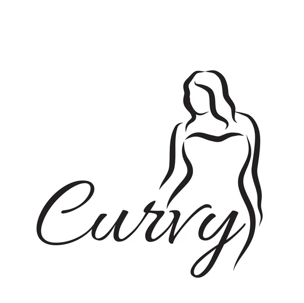 Logo femme taille plus. Curvy femme symbole, logo. Illustration vectorielle — Image vectorielle